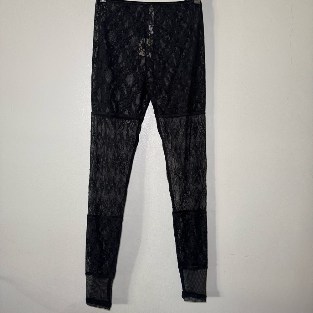 Free People‎ Intimately Womens Black Floral Sheer Bliss Lace Skinny Leggings XS
